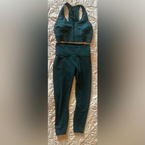 Athleta Dark Green Sports Bra and Leggings Set